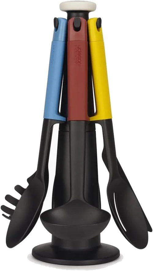 Joseph Joseph Elevate - Kitchen tools & gadgets Carousel 6-Piece Utensil Set with rotating stand, Ergonomic silicone handles, non stick head- Blue Multicolour