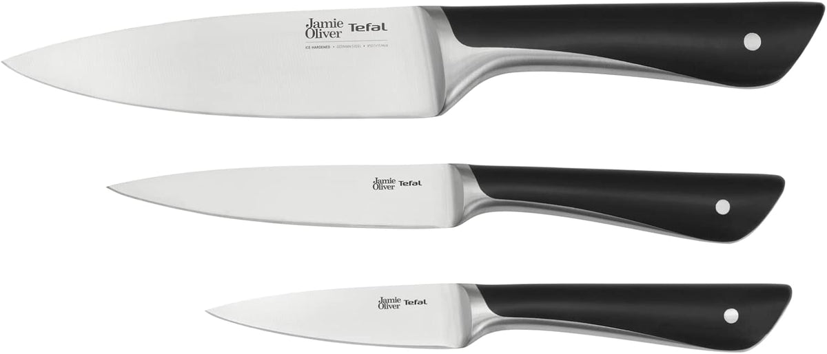 Tefal Jamie Oliver 3-Piece Kitchen Knife Set, Chef, Utility, Paring