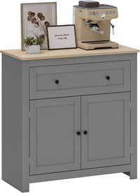 HOMCOM Sideboard Storage Cabinet with Drawer and Double Doors Grey thumbnail 1
