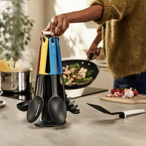 Joseph Joseph Elevate - Kitchen tools & gadgets Carousel 6-Piece Utensil Set with rotating stand, Ergonomic silicone handles, non stick head- Blue Multicolour - View 2