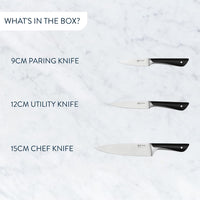 Tefal Jamie Oliver 3-Piece Kitchen Knife Set, Chef, Utility, Paring thumbnail 2