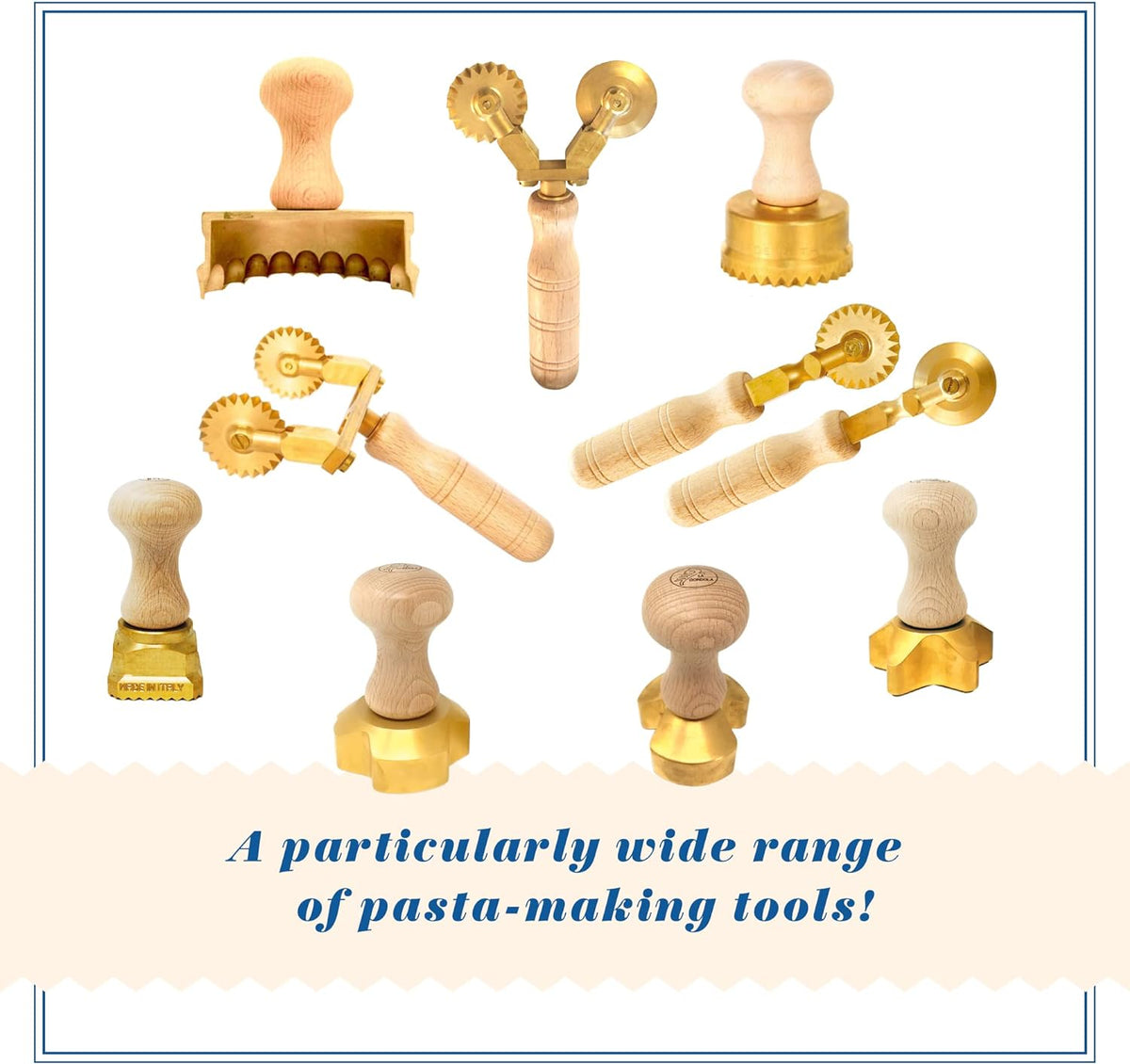LA GONDOLA Brass & Wood Wheel Cutter - Pasta Making Tool for Home and Business | Italy Made Pasta Cutting Tool | Ravioli Cutter - View 5