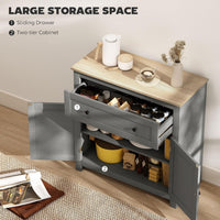 HOMCOM Sideboard Storage Cabinet with Drawer and Double Doors Grey thumbnail 4