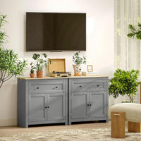 HOMCOM Sideboard Storage Cabinet with Drawer and Double Doors Grey thumbnail 8