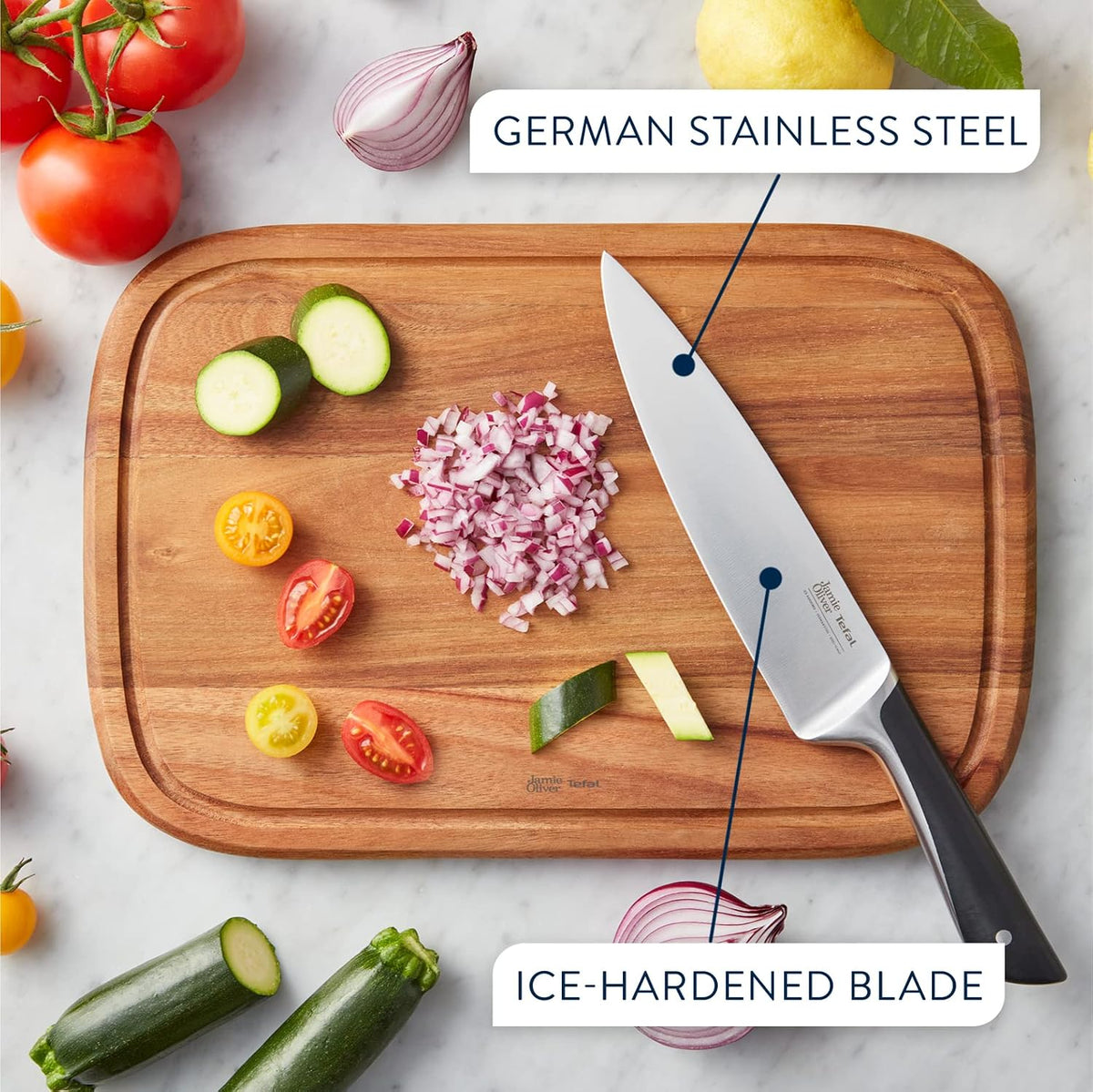 Tefal Jamie Oliver 3-Piece Kitchen Knife Set, Chef, Utility, Paring - View 3