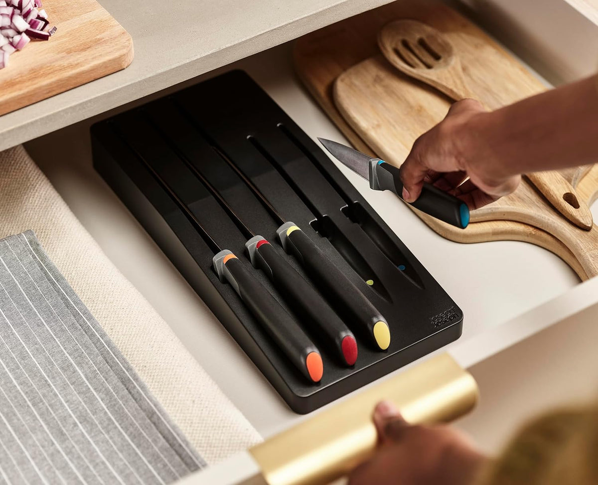 Joseph Joseph Elevate Utensil & Knife 10-piece Set, in Drawer Utensils Organisation Storage, Black/Multicolour - View 3