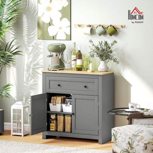 HOMCOM Sideboard Storage Cabinet with Drawer and Double Doors Grey - View 2