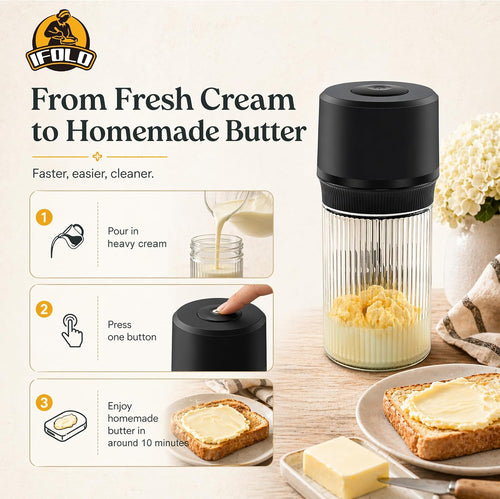 Electric Butter Churner One-Touch Maker 1L Glass Jar - View 2