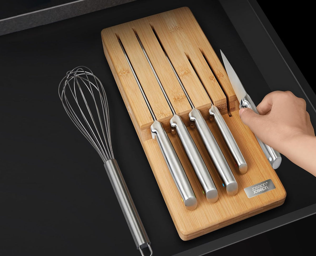 Joseph Joseph Elevate Kitchen Knives 5-piece Japanesse Stainless Steel Knife Set with, in Drawer Bamboo Block Organiser Tray - View 4
